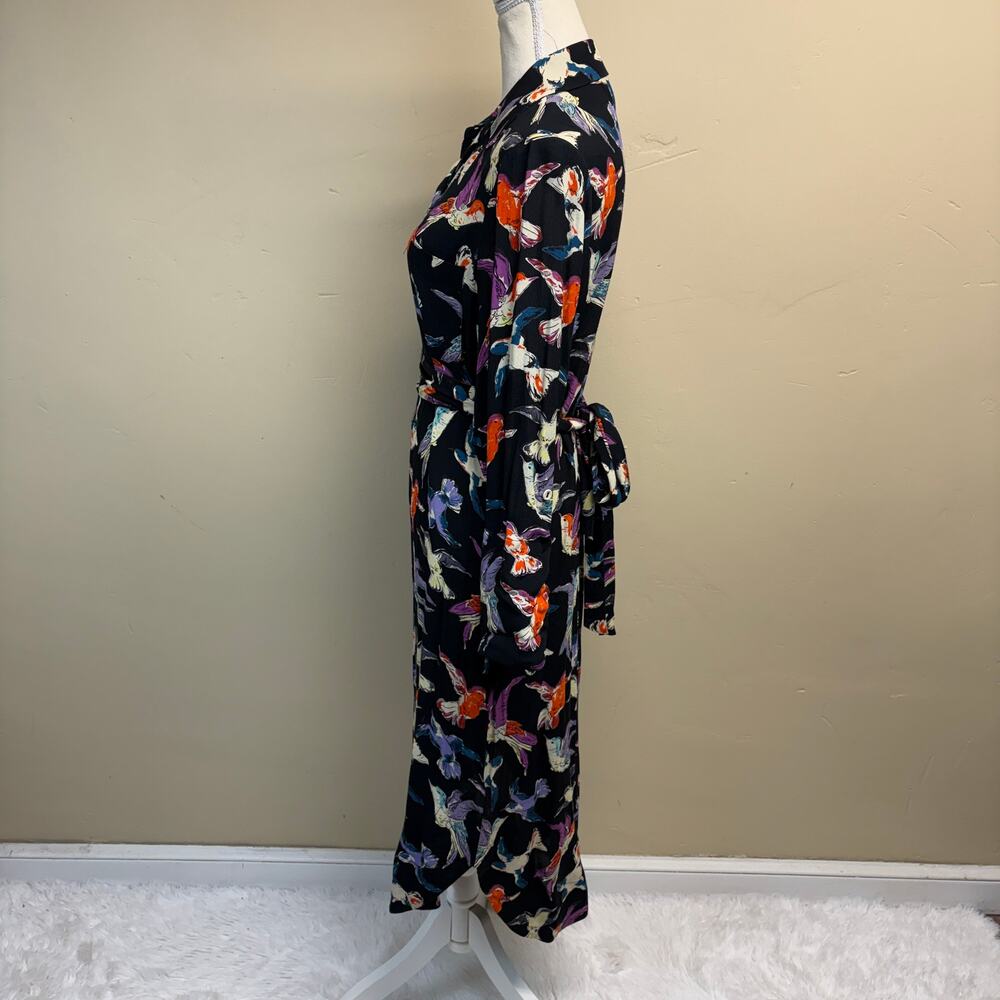 Anthropologie Maeve Martina Songbird Midi Shirt Dress Tie Belt Size 8 - Picture 6 of 9